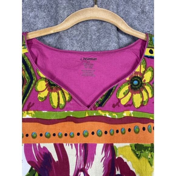 J Peterman Dress Womens Small/ Medium Pink Floral Kraftan Maxi - Picture 6 of 12